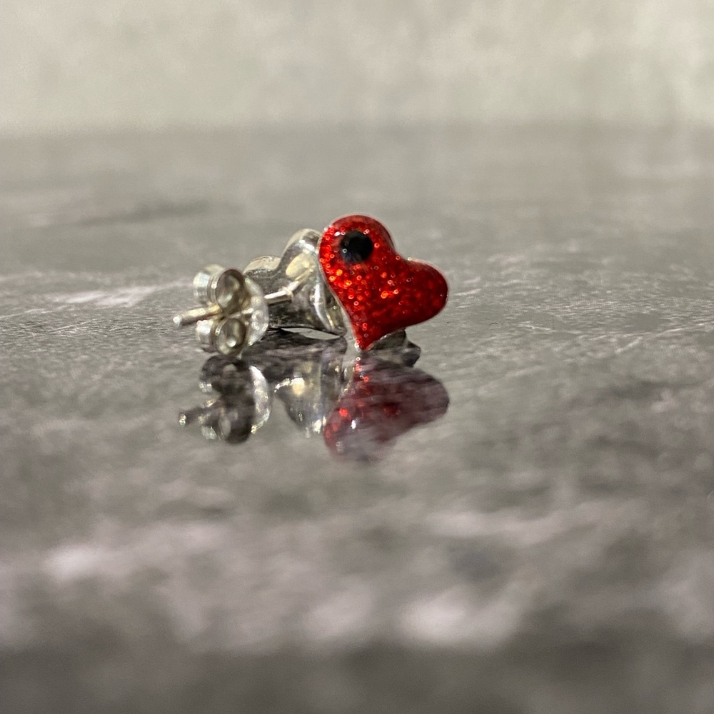 Sterling silver heart ear studs